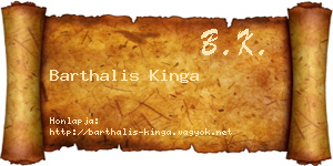 Barthalis Kinga névjegykártya